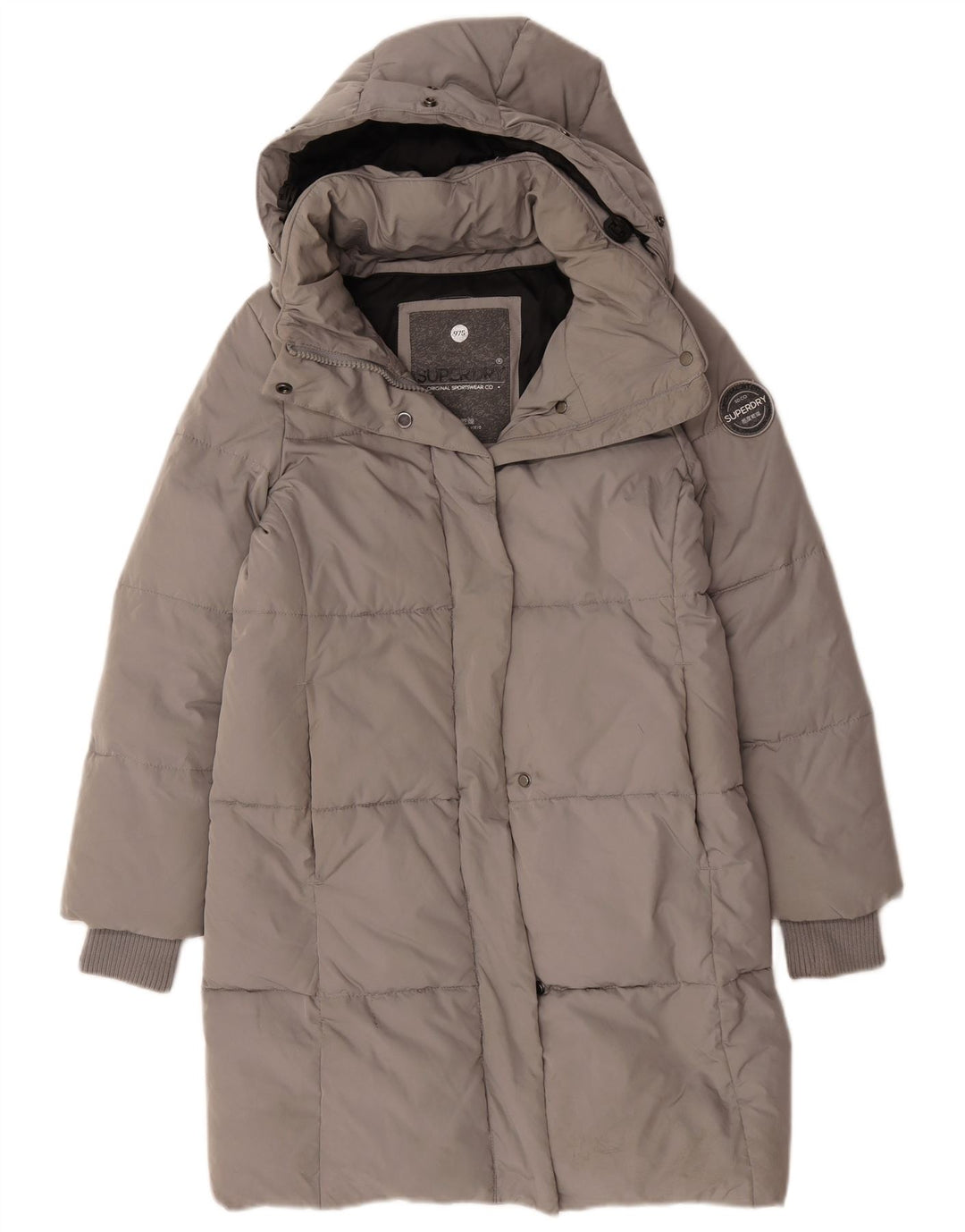 Superdry γυναικείο παλτό μεγάλου μεγέθους με κουκούλα με κουκούλα UK 10 Small Grey