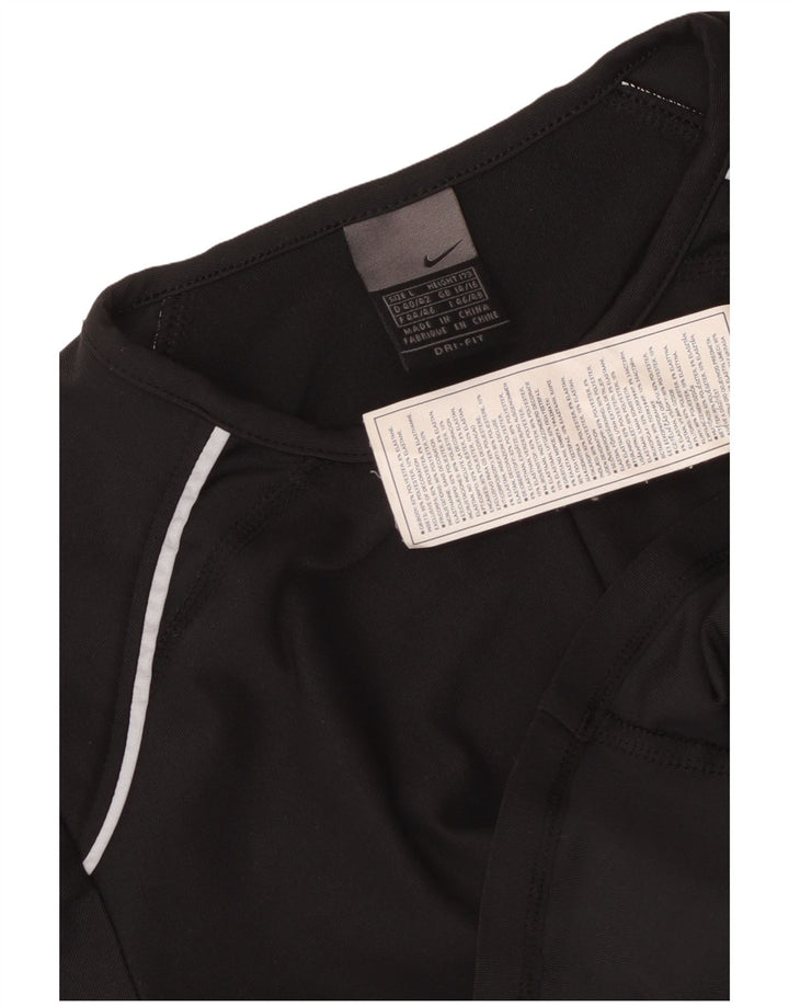 Γυναικείο μπλουζάκι NIKE με φερμουάρ Dri Fit UK 14/16 μεγάλο μαύρο πολυεστέρα