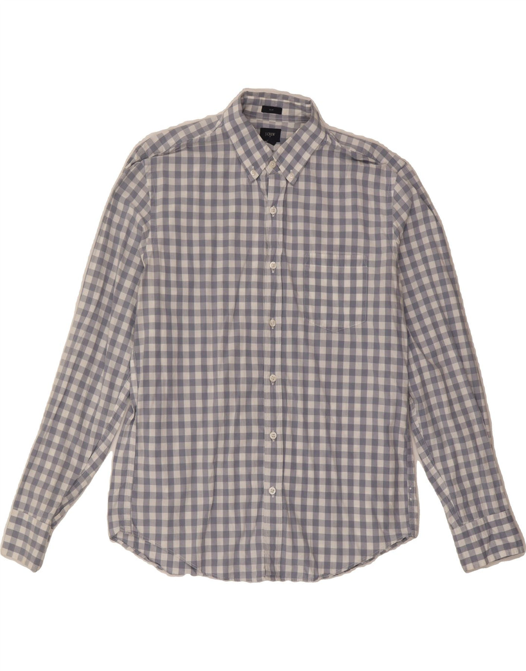 J. CREW Mens Slim Shirt Large Navy Blue Gingham Cotton Vintage J. Crew and Second-Hand J. Crew from Messina Hembry 