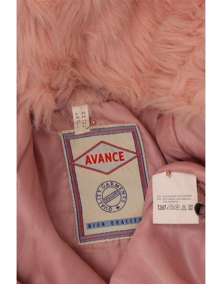VINTAGE Γυναικείο παλτό με κουκούλα αντιανεμικό UK 14 μεγάλο ροζ πολυεστέρας