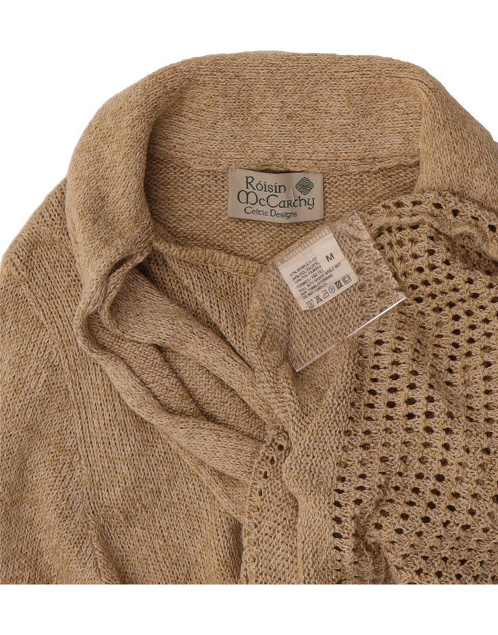 ROISIN MCCARTHY Womens Roll Neck Jumper Sweater UK 14 Medium Beige Vintage Roisin McCarthy and Second-Hand Roisin McCarthy from Messina Hembry 