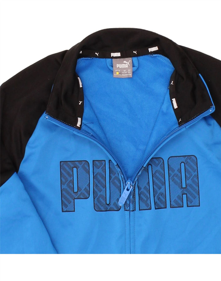 PUMA Boys Graphic Tracksuit Top Jacket 13-14 Years  Blue Colourblock Vintage Puma and Second-Hand Puma from Messina Hembry 