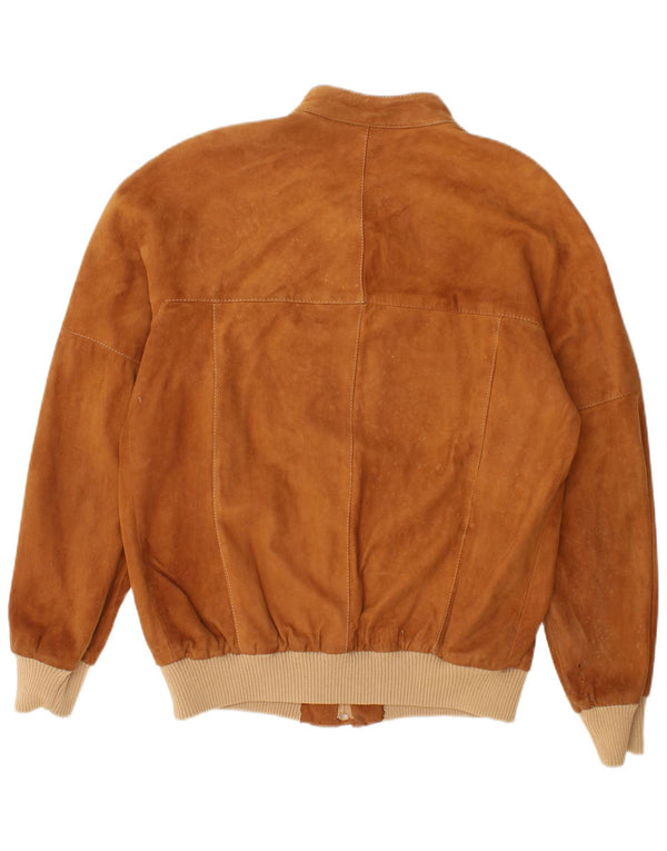 Vintage Ανδρικό Suede Bomber Jacket IT 52 XL Καφέ Δερμάτινο