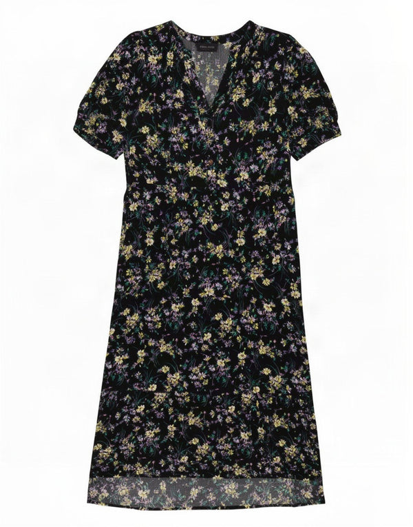 Marks & Spencer Γυναικείο Maxi Φόρεμα UK 12 Medium Black Floral Viscose
