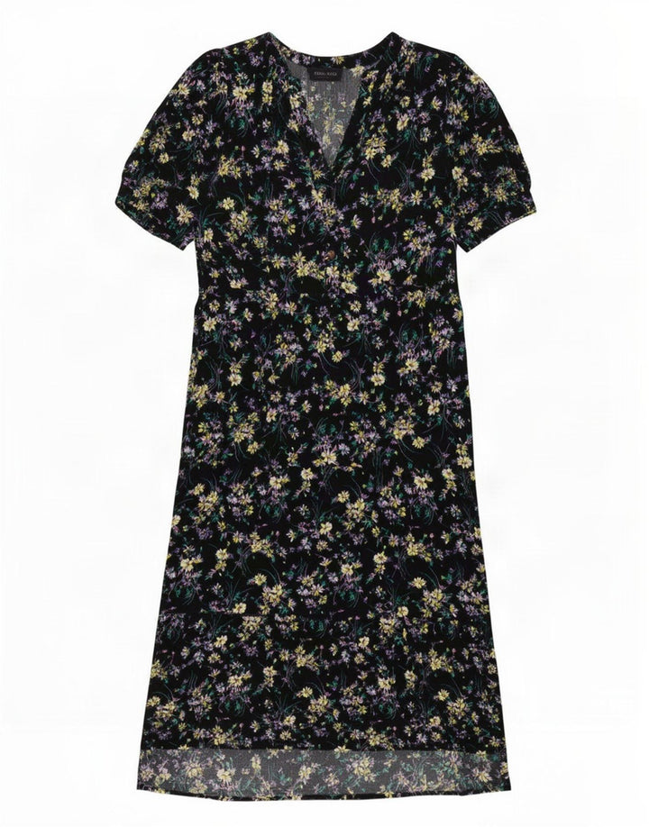 Marks & Spencer Γυναικείο Maxi Φόρεμα UK 12 Medium Black Floral Viscose