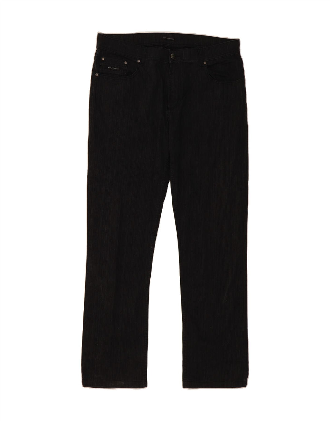MISE AU GREEN Mens Straight Casual Trousers W36 L33 Grey Pinstripe Cotton Vintage Mise Au Green and Second-Hand Mise Au Green from Messina Hembry 