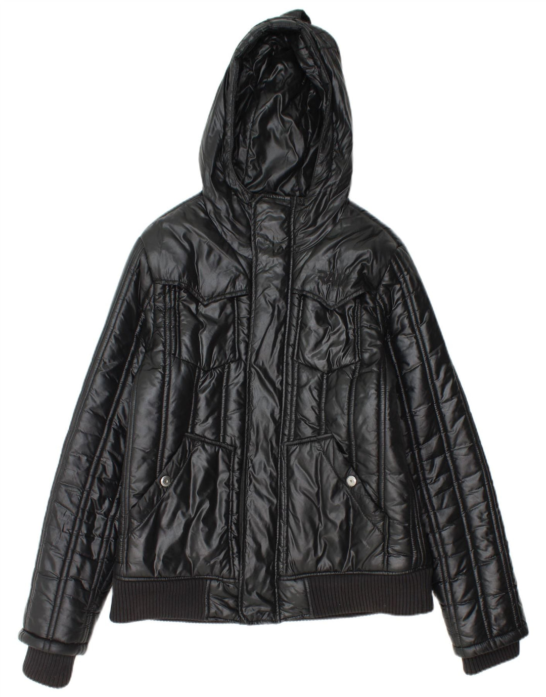 G-STAR Γυναικείο μπουφάν με κουκούλα UK 16 μεγάλο μαύρο πολυαμίδιο