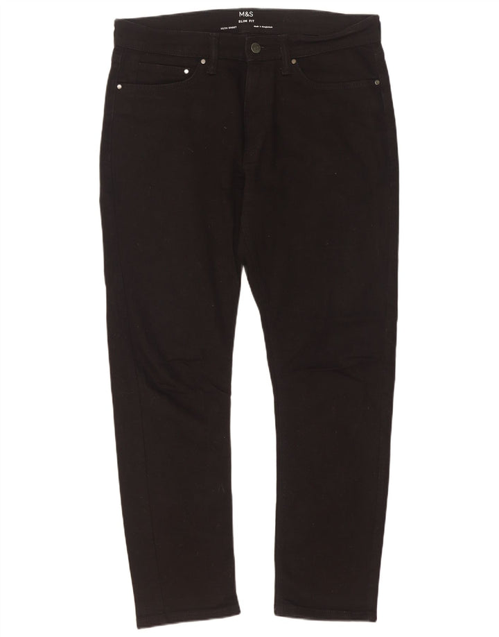 Marks & Spencer Ανδρικό Slim Jeans W32 L29 Μαύρο βαμβακερό
