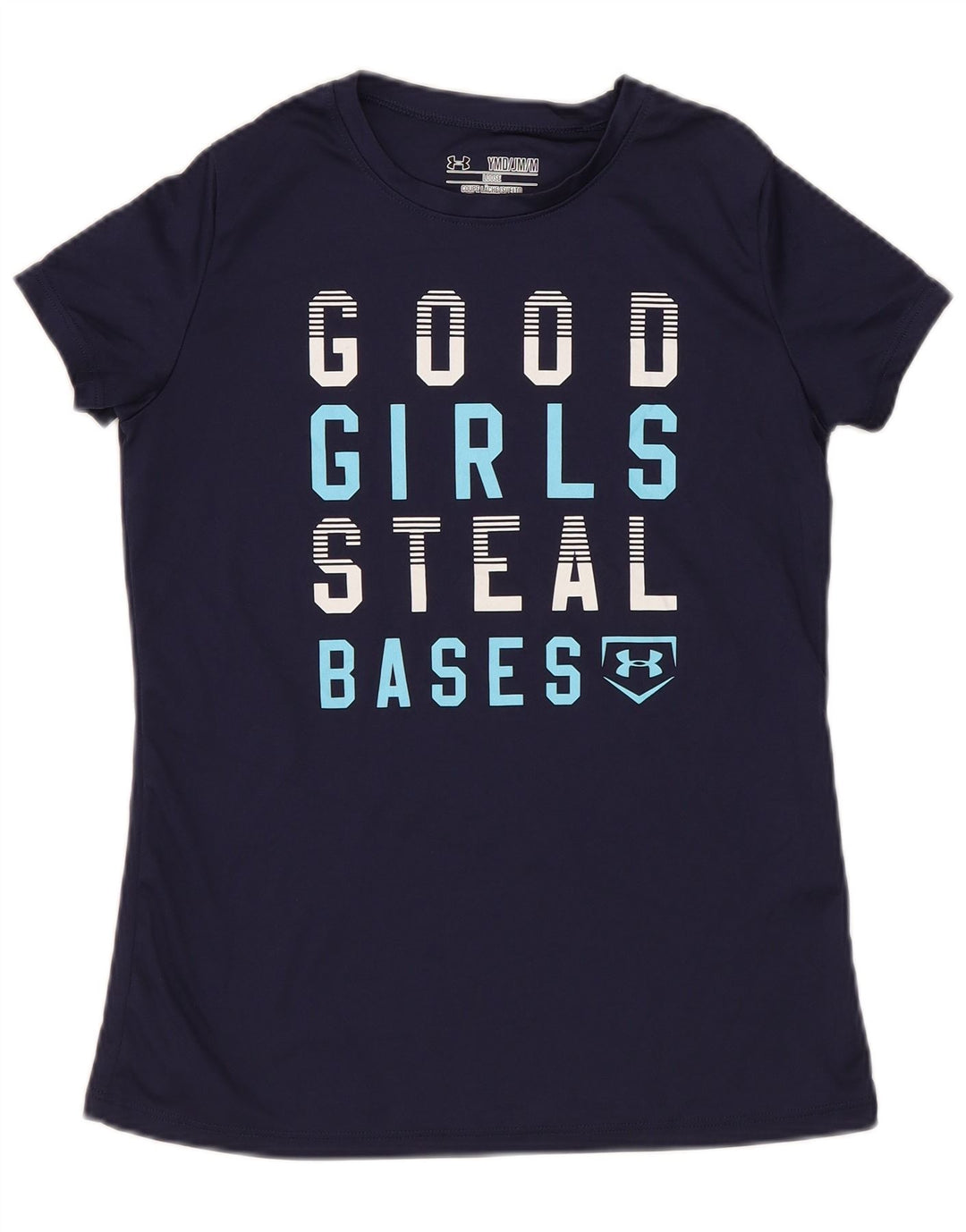 Under Armour Boys Heat Gear Graphic T-shirt Top 9-10 Years Medium Navy Blue