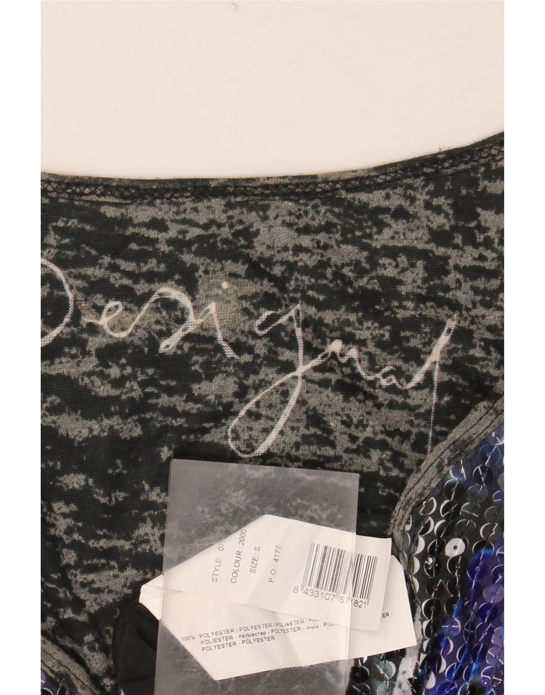 DESIGUAL Γυναικείο γραφικό μακρυμάνικο UK 10 μικρό μαύρο πολυεστέρα