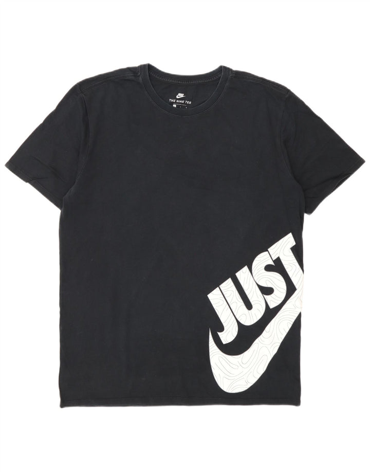 Ανδρικό γραφικό μπλουζάκι Nike, μεγάλο μαύρο βαμβακερό