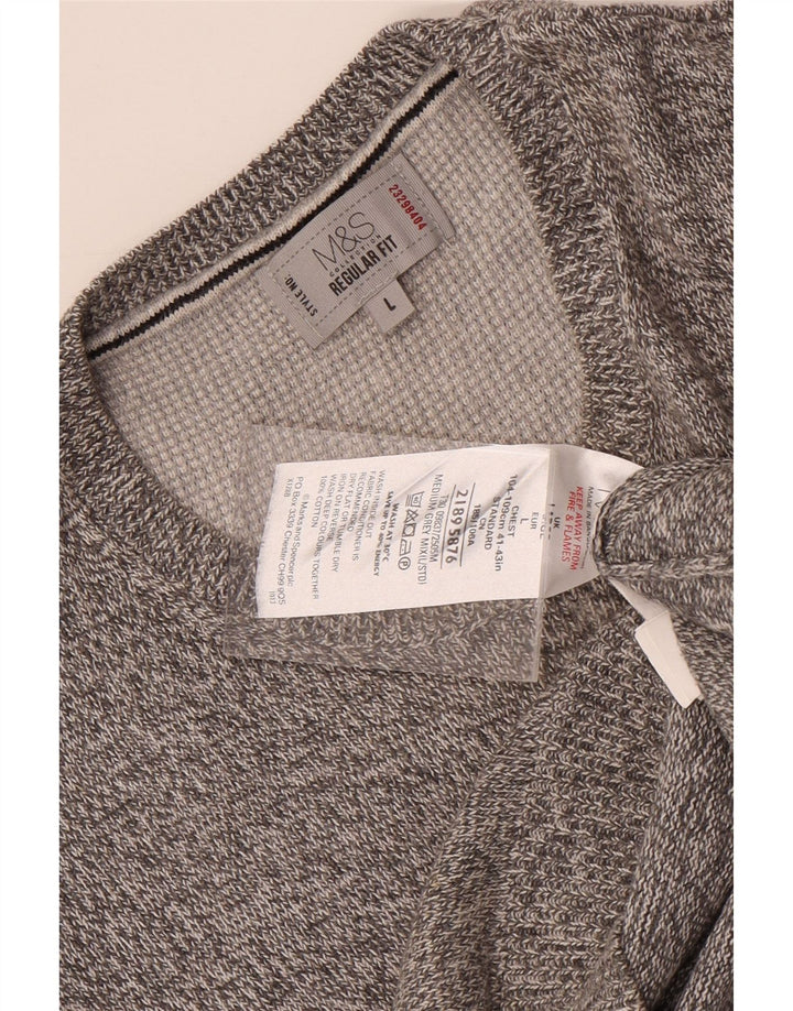 Marks & Spencer Ανδρικό πουλόβερ με λαιμόκοψη με μεγάλο γκρι φλύκταινα