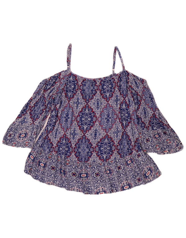 Marks & Spencer Γυναικεία Indigo Off Shoulder Top UK 14 Large Blue Floral