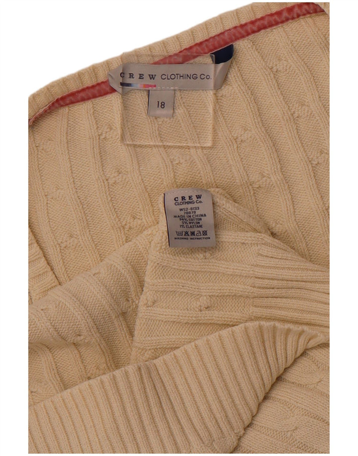 CREW CLOTHING Γυναικείο πουλόβερ με λαιμόκοψη με V λαιμόκοψη UK 18 XL από λευκό βαμβακερό