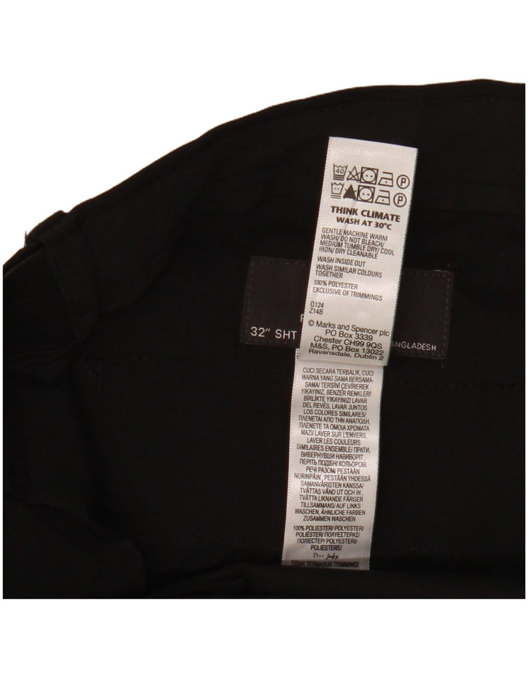 Marks & Spencer Ανδρικό παντελόνι Chino με κανονική εφαρμογή W32 L29 μαύρο πολυεστέρα