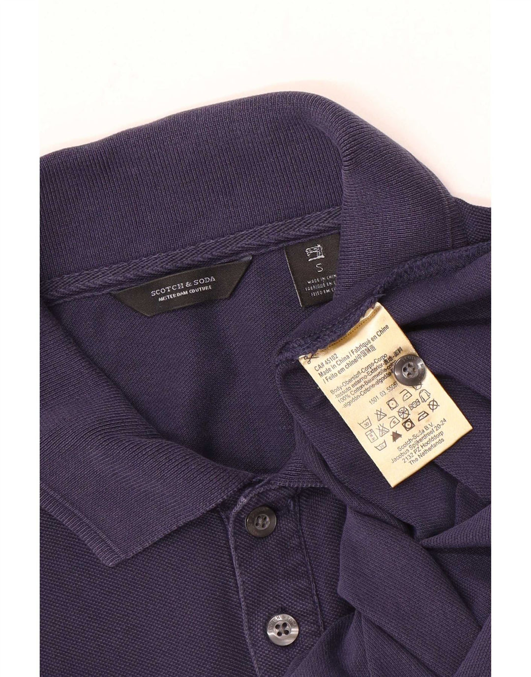 Ανδρικό μπλουζάκι πόλο Scotch & Soda Μικρό μπλε ναυτικό βαμβακερό