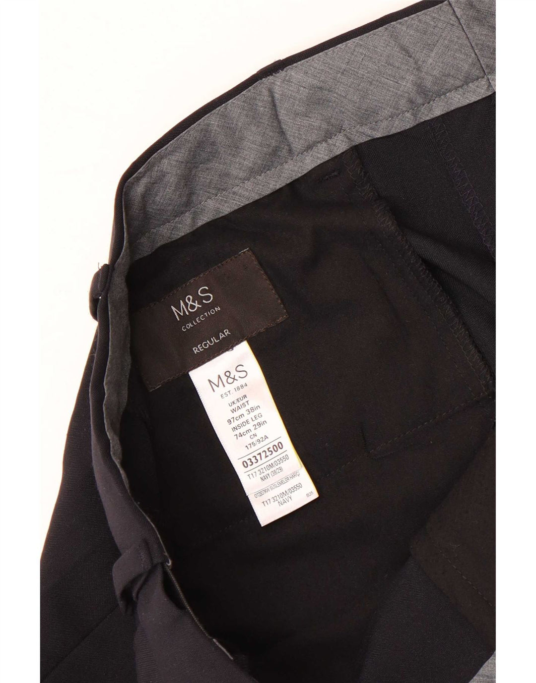 Ανδρικό κανονικό παντελόνι Marks & Spencer W38 L29 Navy Blue Polyester