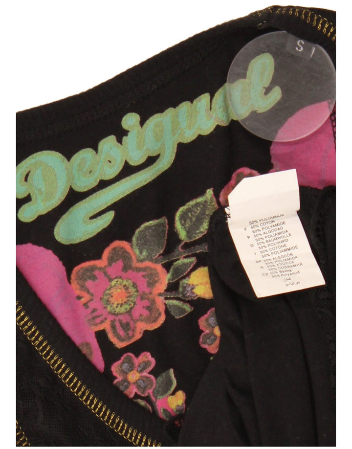 DESIGUAL Γυναικεία γραφική μπλούζα τοπ UK 8 Small Black Geometric Polyamide