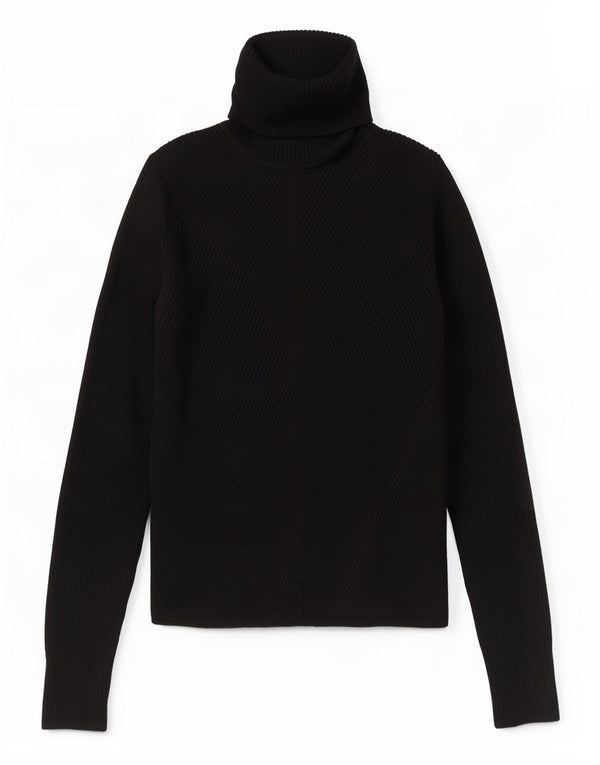 Zara Γυναικείο πουλόβερ με ρολό λαιμόκοψη UK 8 Small μαύρο