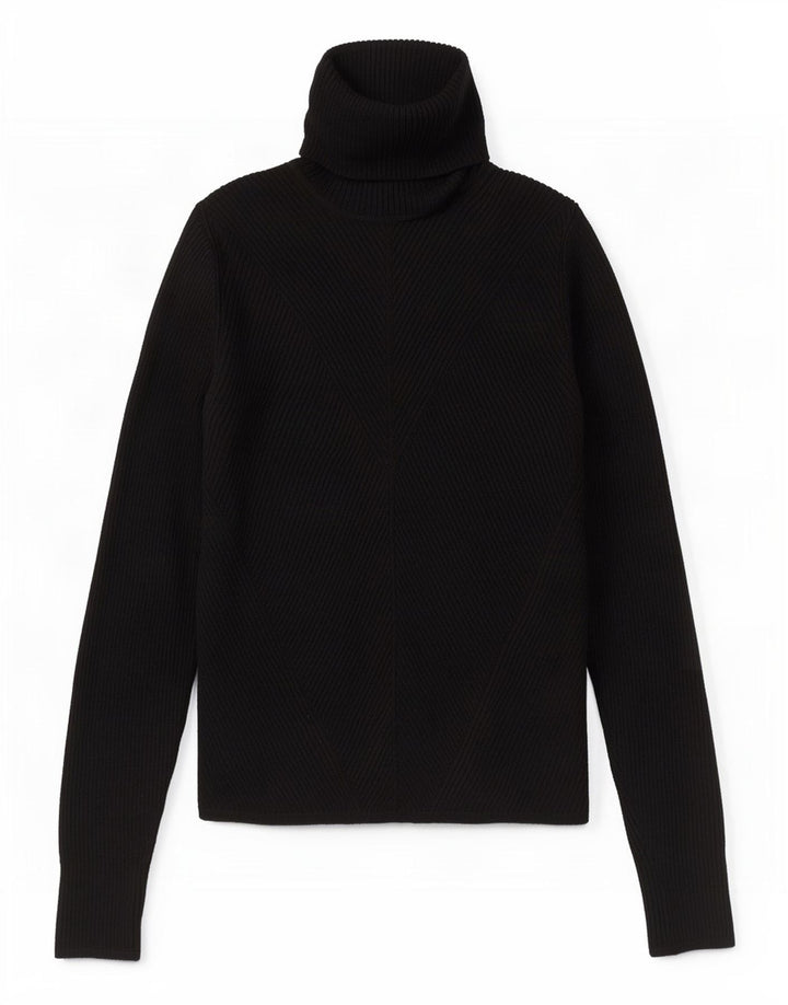 Zara Γυναικείο πουλόβερ με ρολό λαιμόκοψη UK 8 Small μαύρο