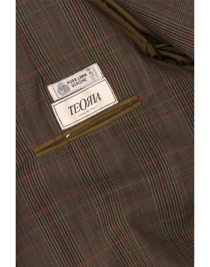 Vintage ανδρικό σακάκι blazer UK 40 μεγάλο καφέ καρό παρθένο μαλλί