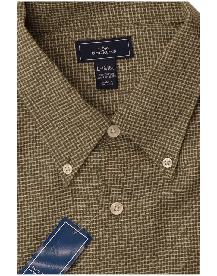 DOCKERS Ανδρικό πουκάμισο 16 1/2 Large Χακί Check Cotton