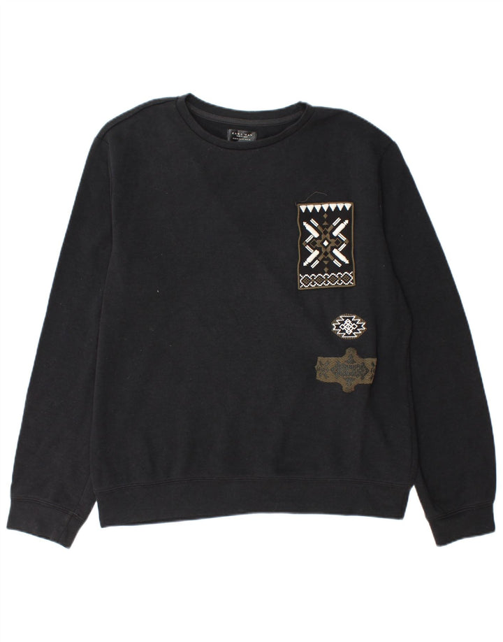 Ανδρικό γραφικό φούτερ Zara Jumper Μεσαίο μαύρο πολυεστέρα