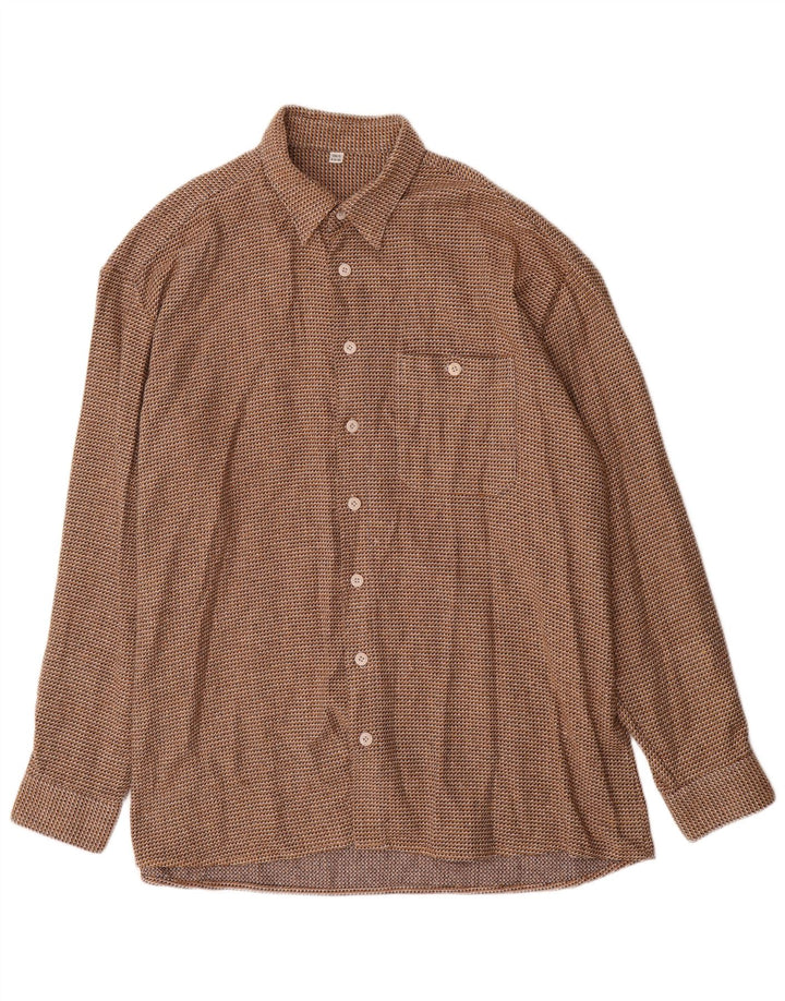 Ανδρικό πουκάμισο Vintage 43 XL Καφέ βαμβακερό Houndstooth