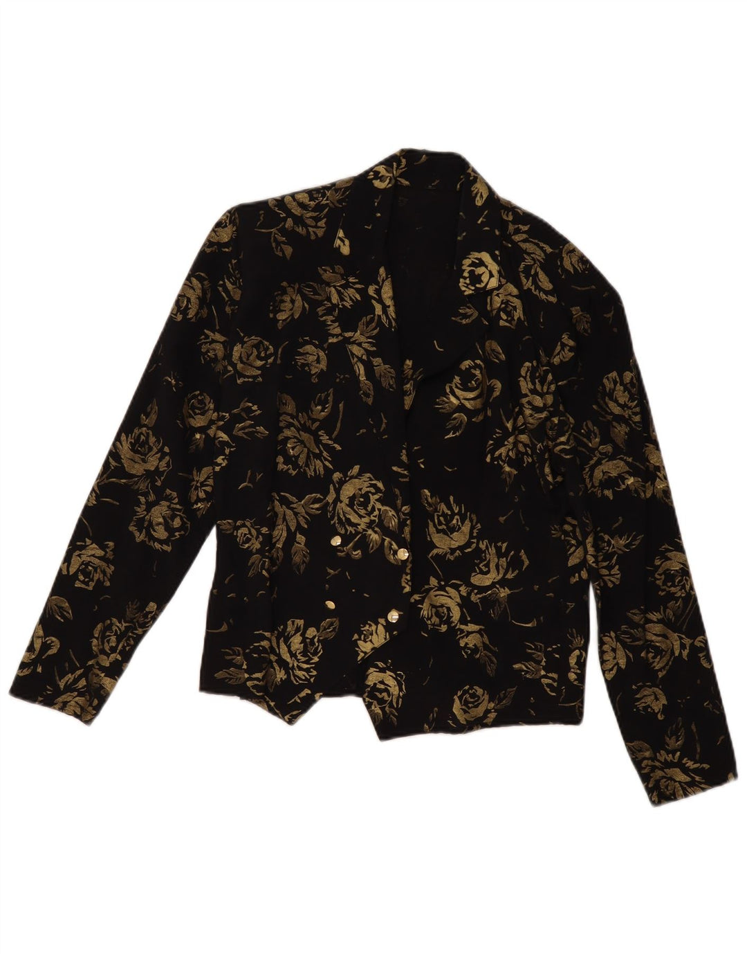 VINTAGE Γυναικείο Μπλέιζερ Διπλό Μπουφάν EU 36 Small Black Floral
