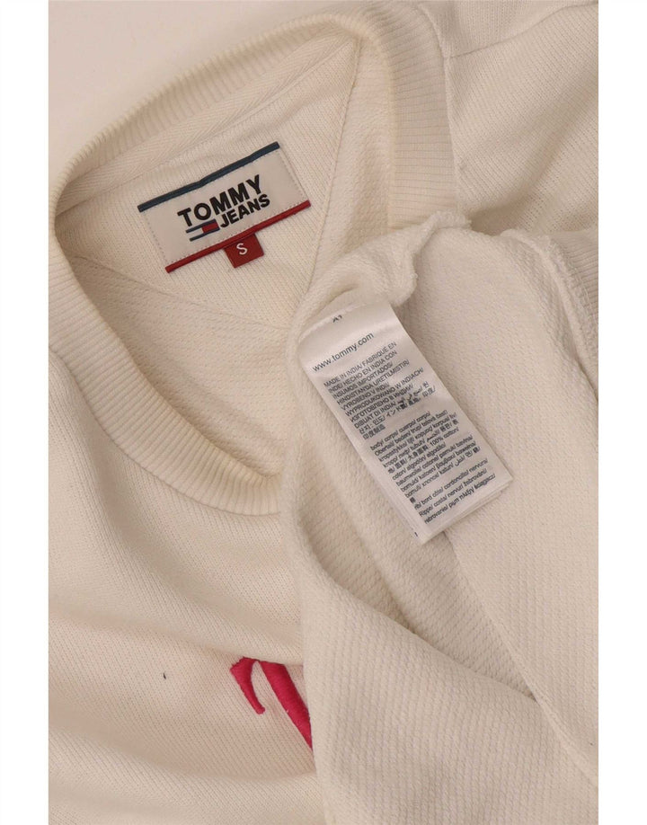 Tommy Hilfiger Γυναικεία γραφική μπλούζα μεγάλου μεγέθους Jumper UK 10 Small White
