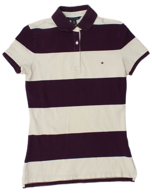 Tommy Hilfiger γυναικείο μπλουζάκι πόλο UK 8 Μικρό πολύχρωμο βαμβακερό ριγέ