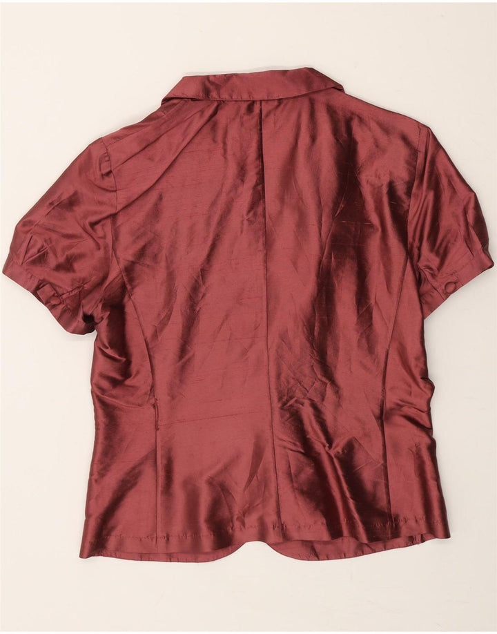 MAX&CO. Womens 1 Button Short Sleeve Blazer Jacket UK 14 Medium Burgundy Vintage Max&Co. and Second-Hand Max&Co. from Messina Hembry 