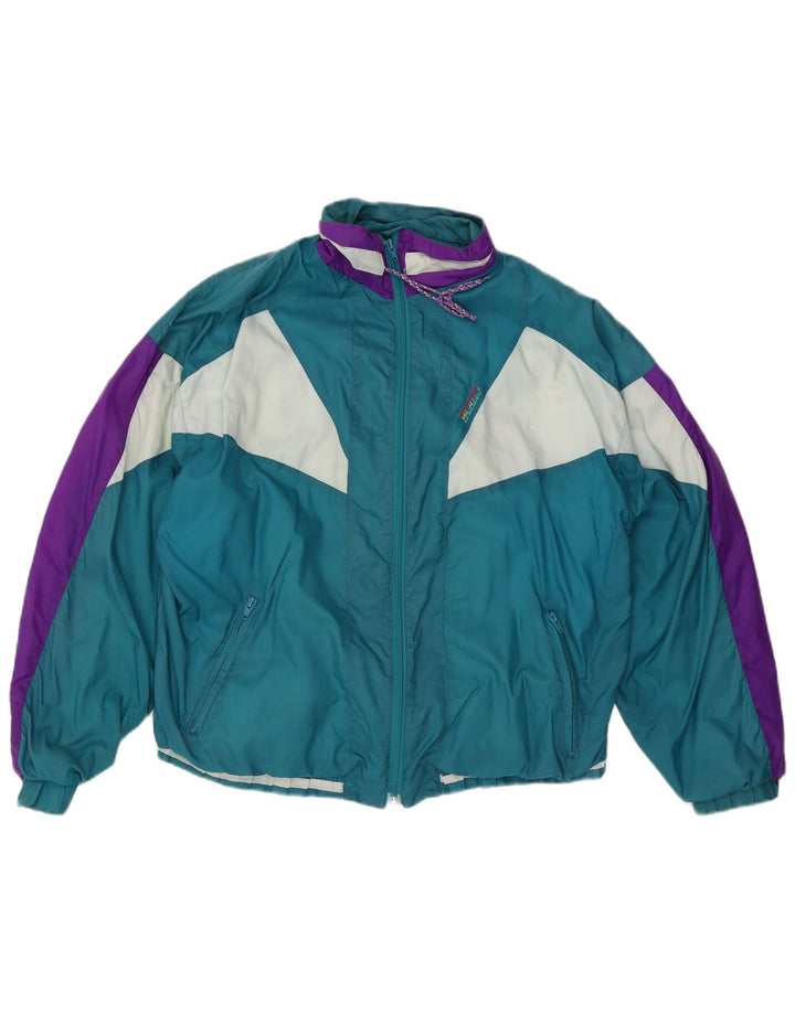Vintage ανδρική αθλητική φόρμα Top Jacket Large Turquoise Colourblock Nylon 90s
