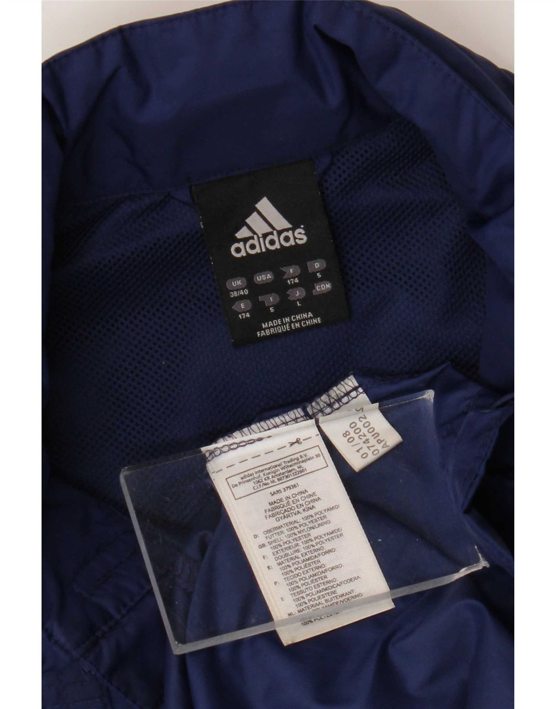 Adidas Ανδρικό γραφικό μπουφάν βροχής UK 38/40 Medium Navy Blue Colorblock