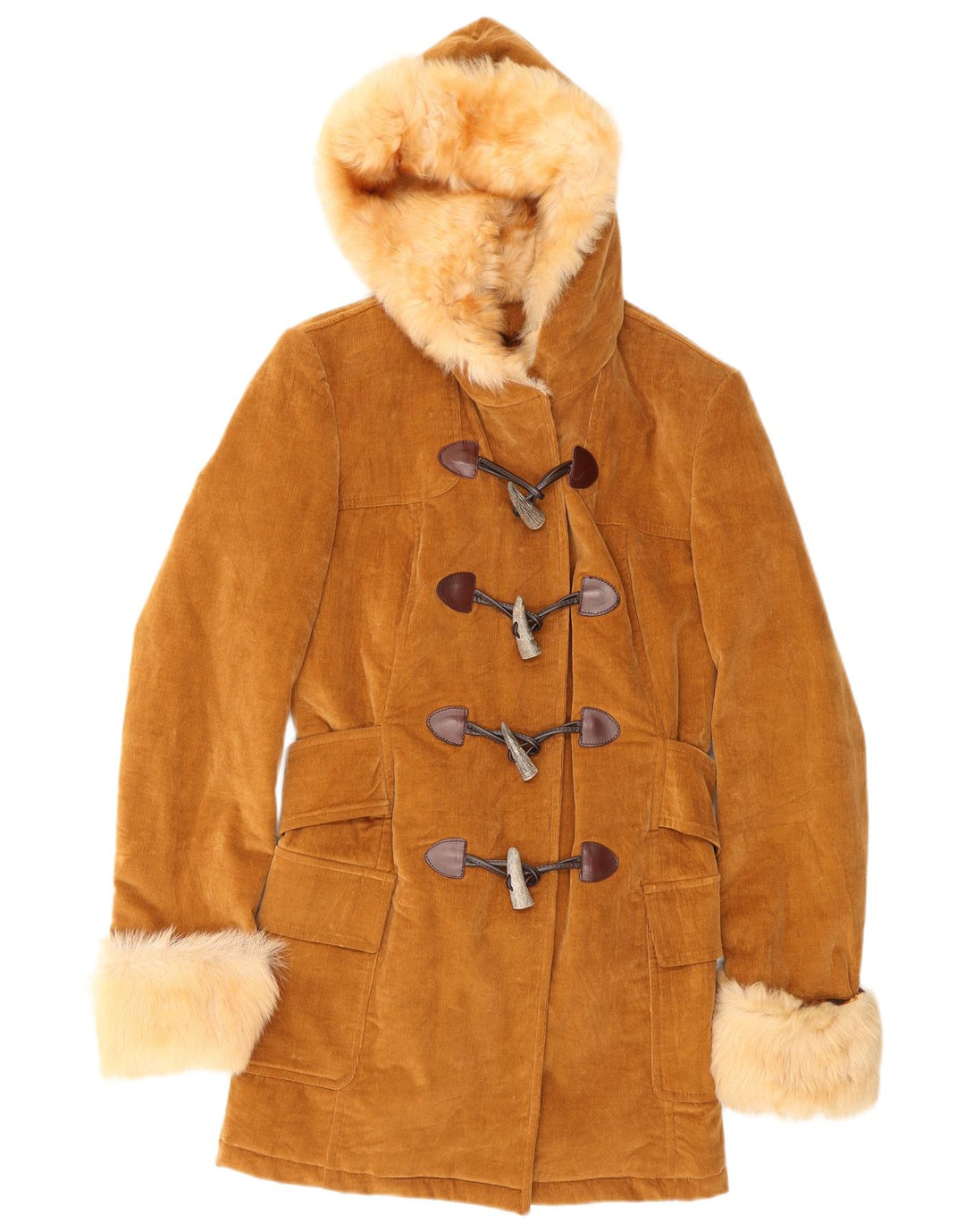 Γυναικείο παλτό Dolce & Gabbana με κουκούλα κοτλέ Duffle IT 42 Μεσαίο καφέ