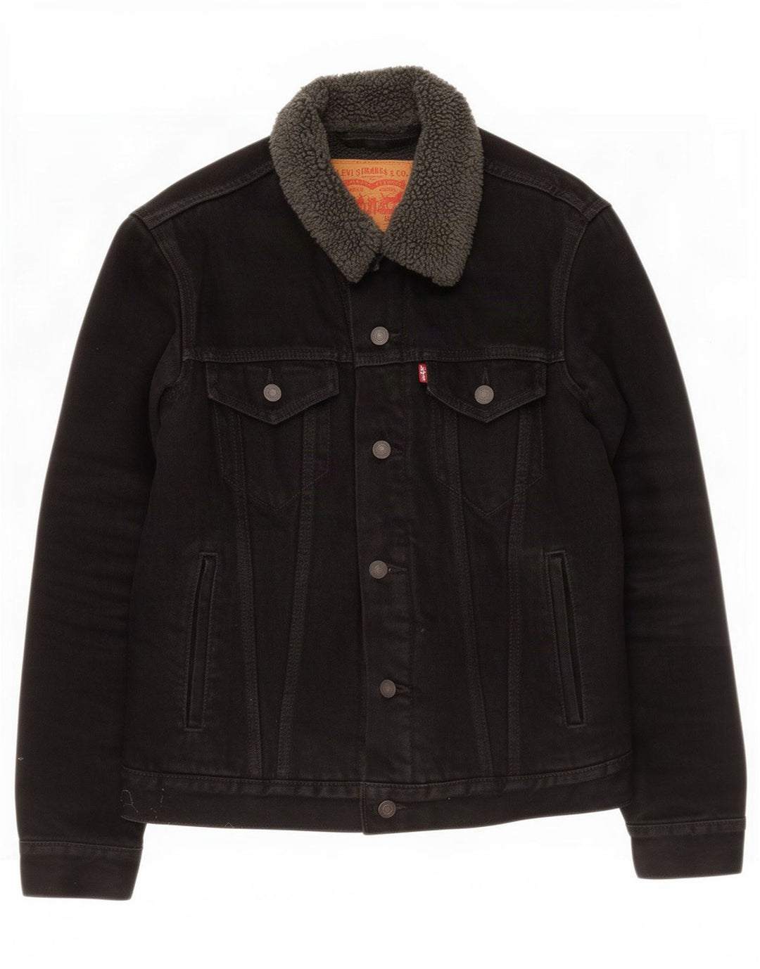 Ανδρικό τζιν Sherpa Jacket Levi's UK 36 Small Black Cotton