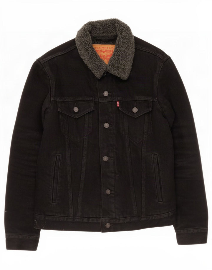 Ανδρικό τζιν Sherpa Jacket Levi's UK 36 Small Black Cotton
