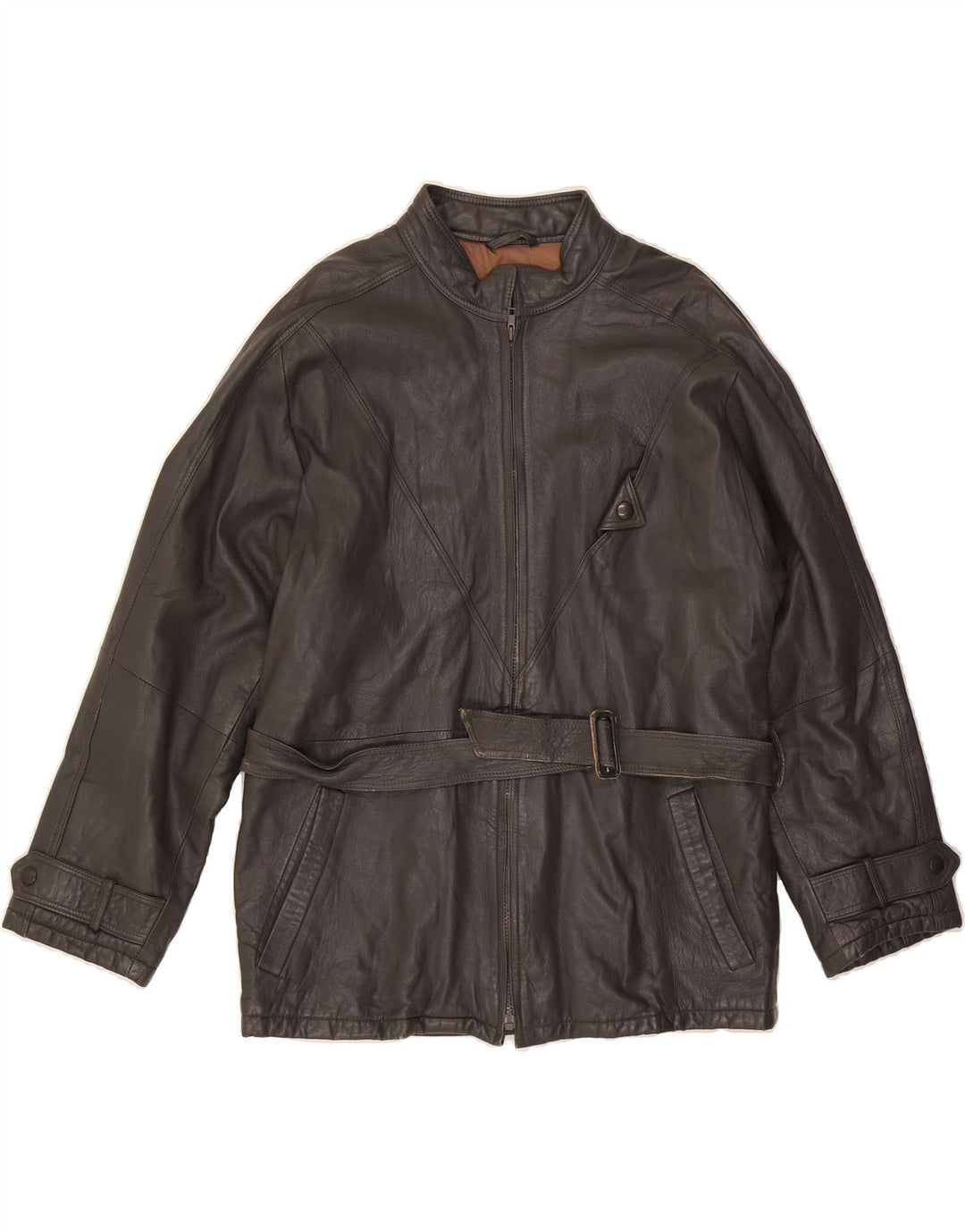 VINTAGE Womens Leather Jacket IT 50 XL Grey Leather Vintage Vintage and Second-Hand Vintage from Messina Hembry 
