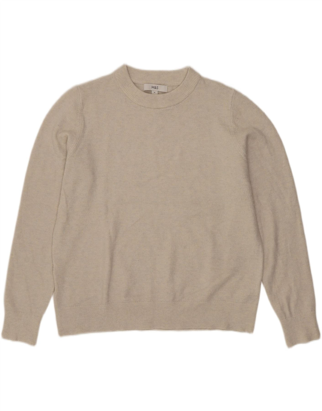Marks & Spencer Γυναικείο πουλόβερ με λαιμόκοψη UK 14 Medium Beige