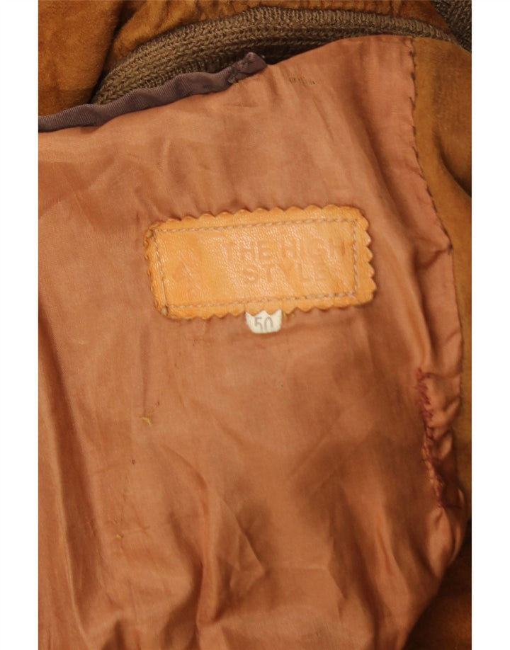 Vintage Ανδρικό Suede Bomber Jacket IT 50 Large Brown
