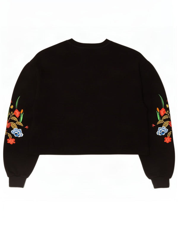 Zara Γυναικεία φούτερ Crop Oversized Jumper UK 10 Small Black Floral