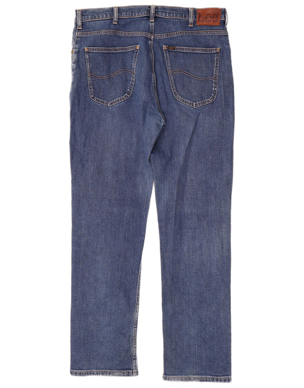 Lee Mens Brooklyn Straight Jeans W36 L32 Blue Cotton