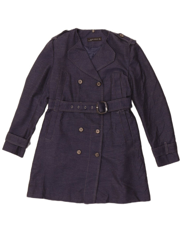 Zara Γυναικεία καμπαρντίνα UK 14 Large Navy Blue Cotton