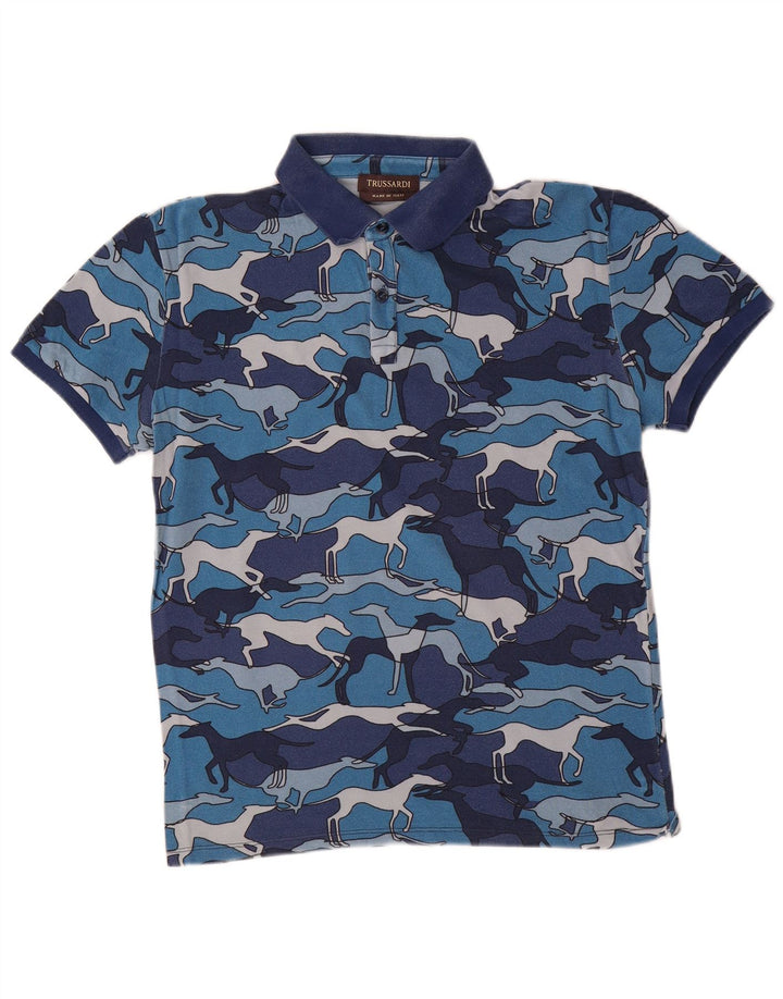 TRUSSARDI Ανδρικό πουκάμισο πόλο με μεσαίο μπλε Animal print