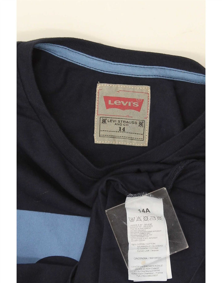 Levi's Boys κανονικό γραφικό μπλουζάκι μακρυμάνικο 13-14 ετών Navy blue βαμβακερό
