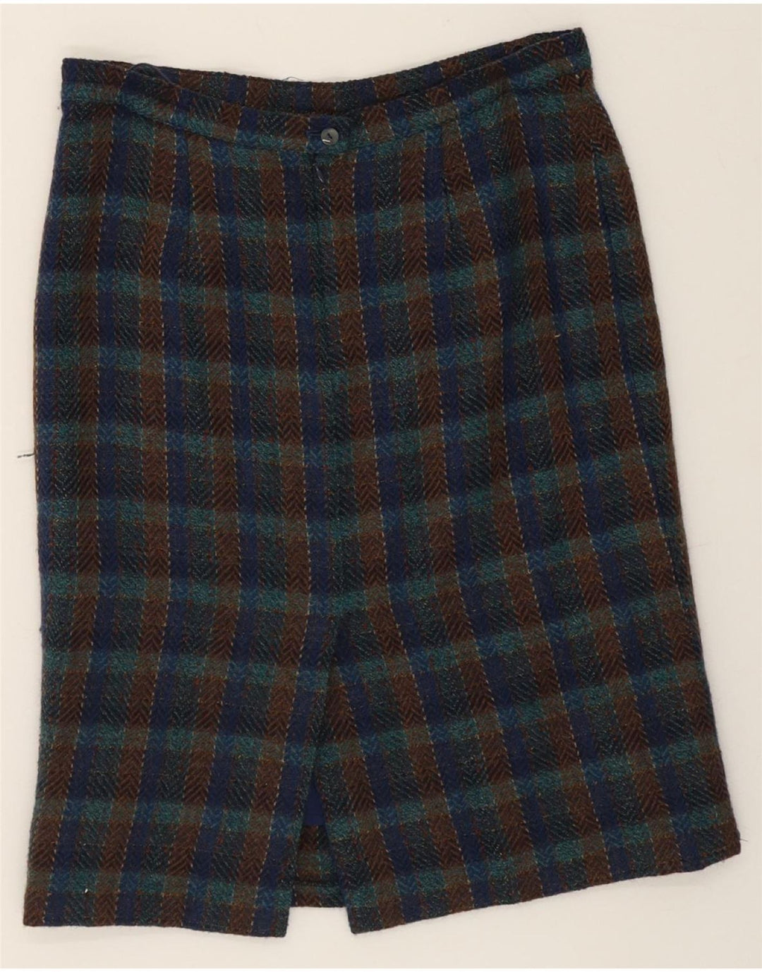 WEINBERG Womens 2 Button 2 Piece Skirt Set EU 44 XL W30 Navy Blue Check Vintage Weinberg and Second-Hand Weinberg from Messina Hembry 