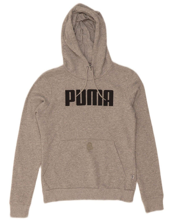 Puma Γυναικείο Γραφικό Hoodie Jumper UK 8 Μικρό γκρι βαμβακερό