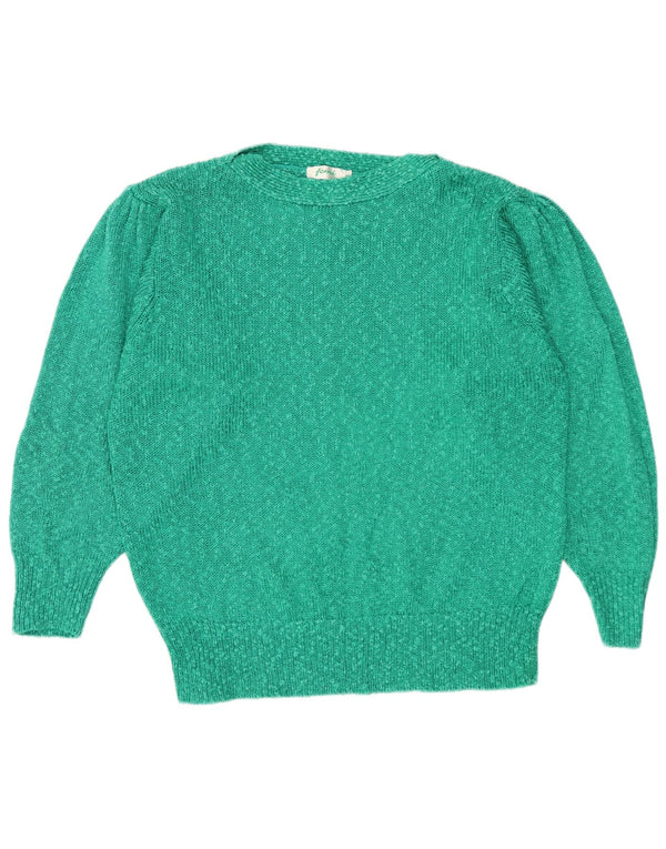 Femi Womens Boat Neck Jumper Sweater UK 14 Medium Green Flecked Rayon