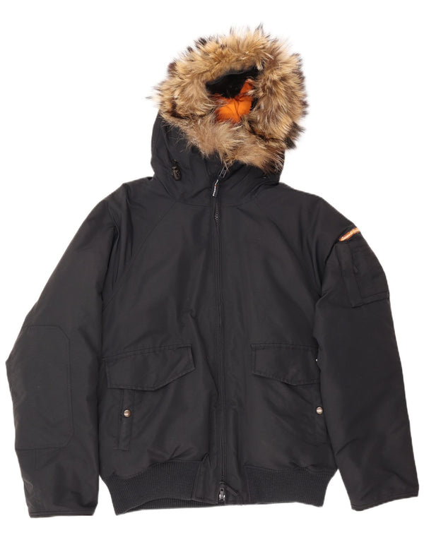 Goose & Gander Ανδρικό μπουφάν Bomber με κουκούλα IT 48 Medium Black Nylon