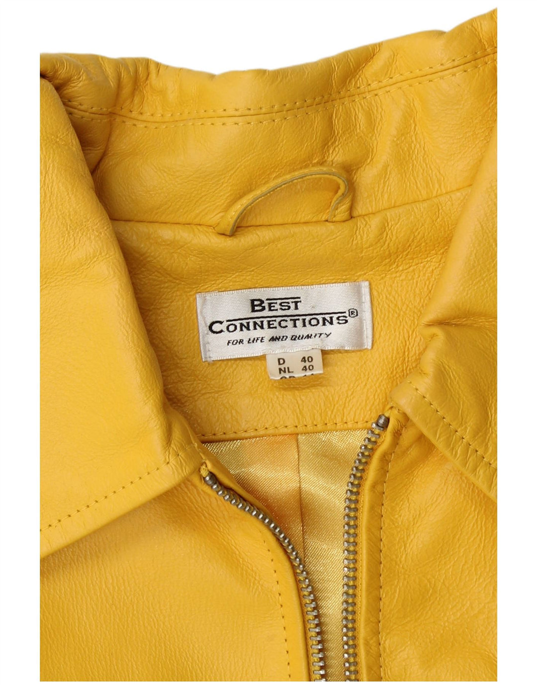 VINTAGE Γυναικείο Δερμάτινο Μπουφάν UK 14 Medium Yellow Leather